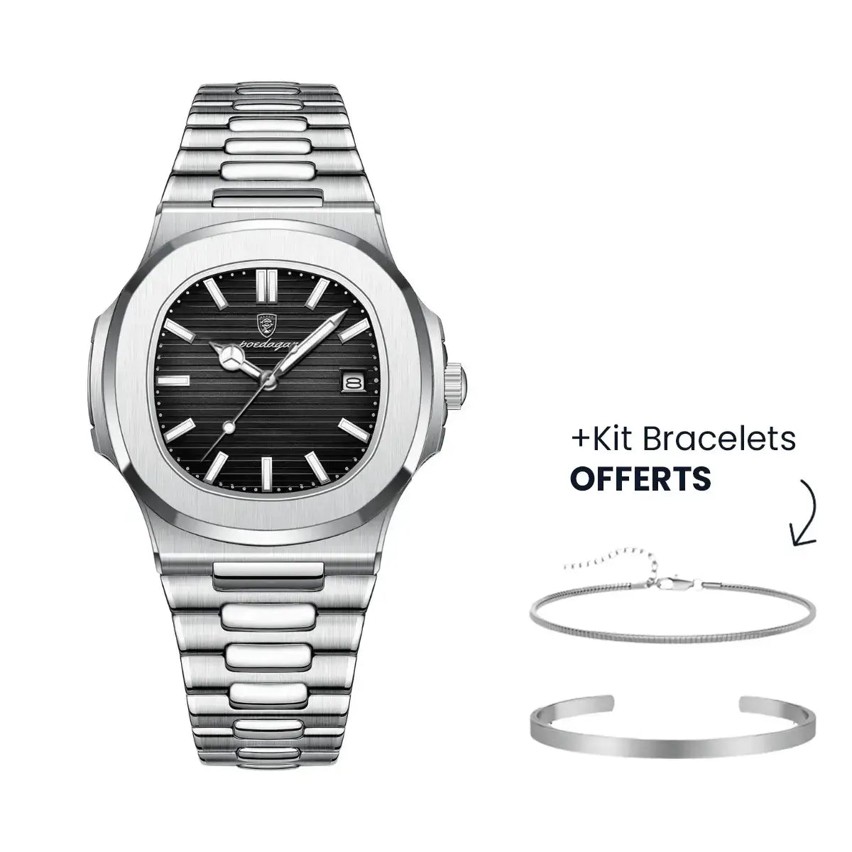 Men's Luxe Nautilus™ Watch with Complimentary Bracelet Kit – Incredible Deal!